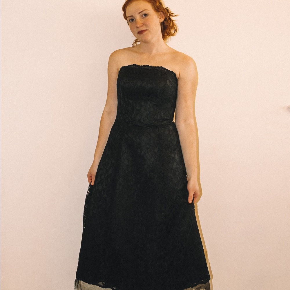 Black strapless dress